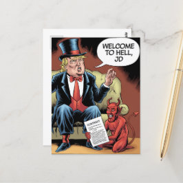 Trump Cartoon Willkommen bei Hell JD Postkarte
