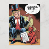 Trump Cartoon Willkommen bei Hell JD Postkarte (Vorderseite)