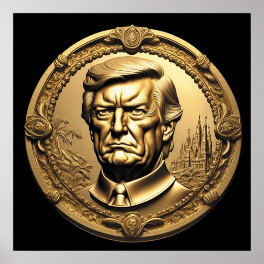 TRUMP CGI Collectible Gold Art Coin Doubloon Poster (Vorne)