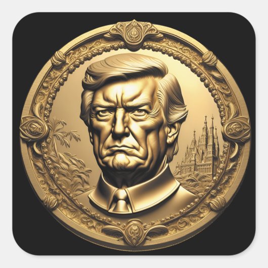 TRUMP CGI Collectible Gold Art Coin Doubloon Quadratischer Aufkleber (Vorderseite)