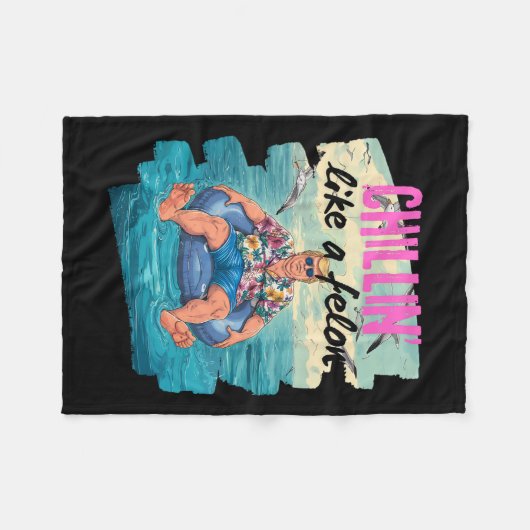 Trump Chillin wie ein Felon Summer Retro Pool Floa Fleecedecke (Vorderseite (Horizontal))