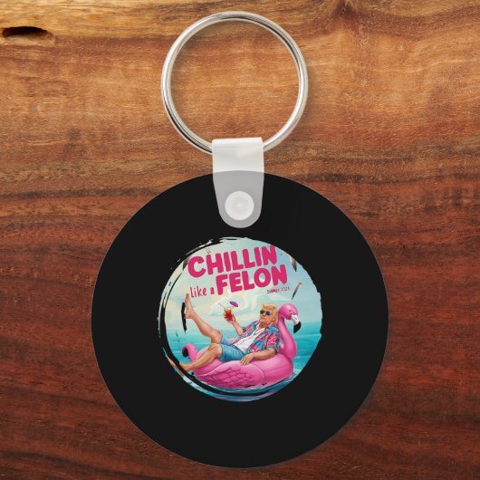 Trump Chillin wie ein Felon Summer Retro Pool Floa Schlüsselanhänger (Vorderseite)