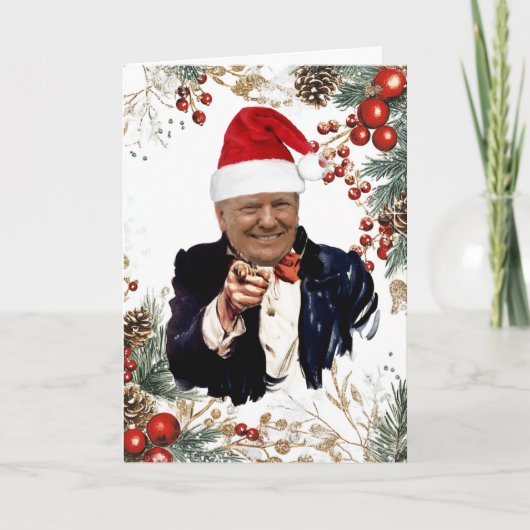 Trump Christmas Poinsettias & Berries Karte (Vorderseite)