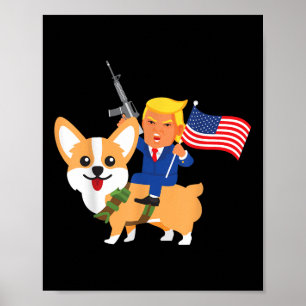 Trump Corgi Gun Merica 2020 Wahl Donald Dog Mo Poster
