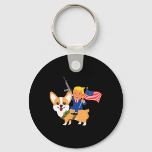 Trump Corgi Waffe Merica Wahl Donald Hund Mama Gif Schlüsselanhänger