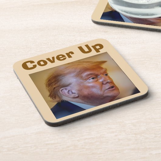 Trump/Cover Up Getränkuntersetzer Getränkeuntersetzer (Linke Seite)