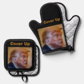 Trump/Cover Up Oven Mitt & Pot Holder Ofenhandschuh & Topflappen-Set (Vorderseite/Rückseite)