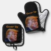 Trump/Cover Up Oven Mitt & Pot Holder Ofenhandschuh & Topflappen-Set (Vorderseite/Rückseite)