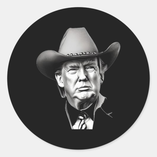 Trump Cowboy Western Präsident Sie verpassen Me ye Runder Aufkleber (Vorderseite)