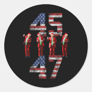 Trump Dance 45 47 American Flag Trump Xmas Pajamas Runder Aufkleber