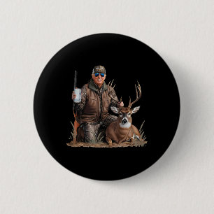 Trump Deer Jagd Donald Trump Old School Camoufl Button