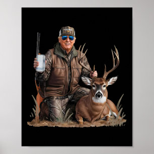 Trump Deer Jagd Donald Trump Old School Camoufl Poster