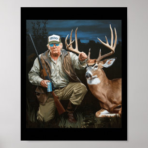 Trump Deer Jagd Donald Trump Old School Camoufl Poster