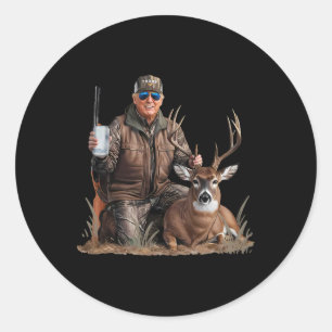 Trump Deer Jagd Donald Trump Old School Camoufl Runder Aufkleber