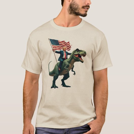 Trump, der auf einem T-Rex-T - Shirt reitet - Amer (Vorderseite)