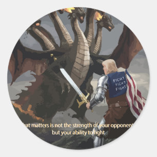 Trump der Ritter, der gegen den Hydra-Sticker kämp Runder Aufkleber