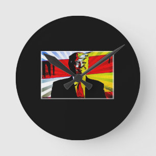 Trump Deranged Runde Wanduhr