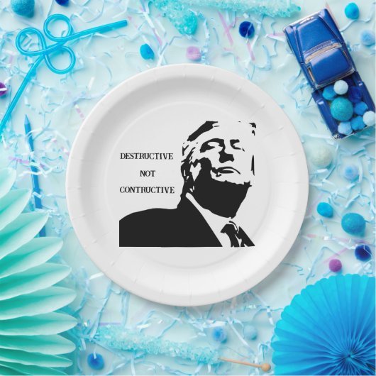 Trump/Destructive Not Constructive Paper Plate Pappteller (Party)