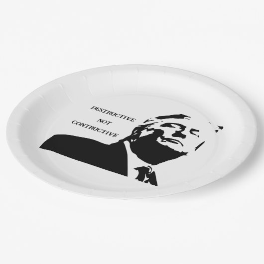 Trump/Destructive Not Constructive Paper Plate Pappteller (Schrägansicht)