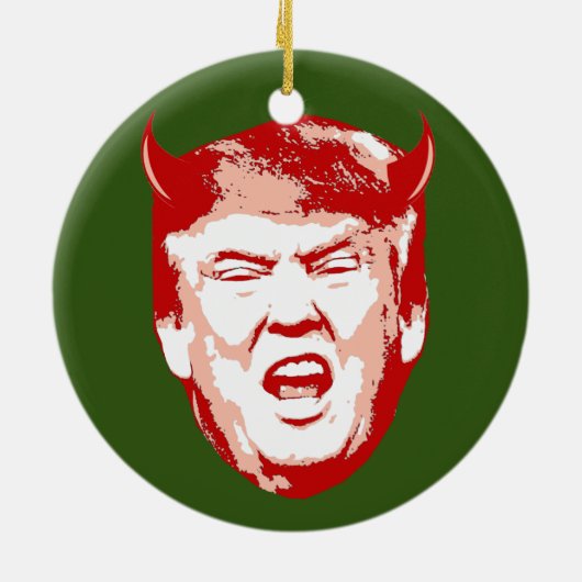 Trump Devil Head - Anti-Trump - Keramik Ornament (Hinten)