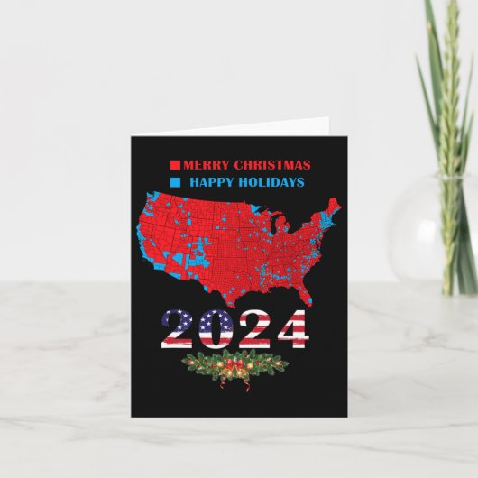 Trump Election Map 2024 Funny Merry Christmas Happ Karte (Vorderseite)