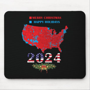 Trump Election Map 2024 Funny Merry Christmas Happ Mousepad
