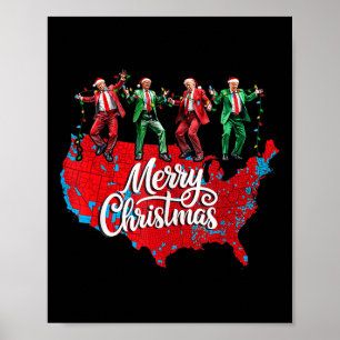 Trump Election Map Frohe Weihnachtsfeiertag Santa Poster
