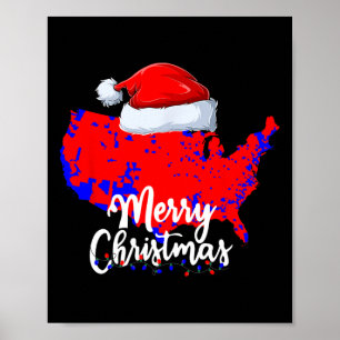 Trump Election Map Frohe Weihnachtsfeiertag Santa Poster