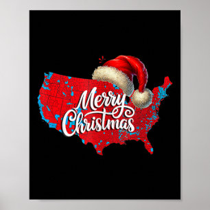 Trump Election Map Frohe Weihnachtsfeiertag Santa Poster