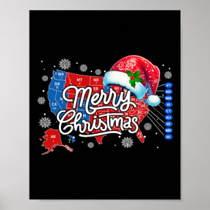 Trump Election Map Frohe Weihnachtsfeiertag Santa Poster
