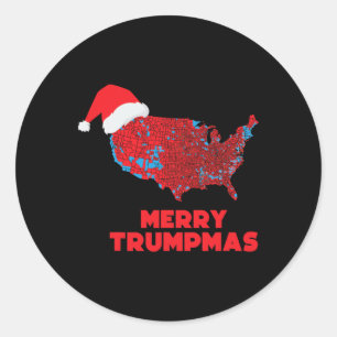 Trump Election Map Frohe Weihnachtsfeiertag Santa  Runder Aufkleber