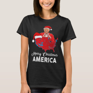 Trump Election Map Frohe Weihnachtsfeiertag Santa  T-Shirt