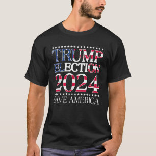 Trump ELectiON USA Flag Trump Elon Rettete Amerika T-Shirt