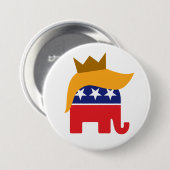 Trump Elephant-Haarlogo mit Kronen Button (Vorne & Hinten)