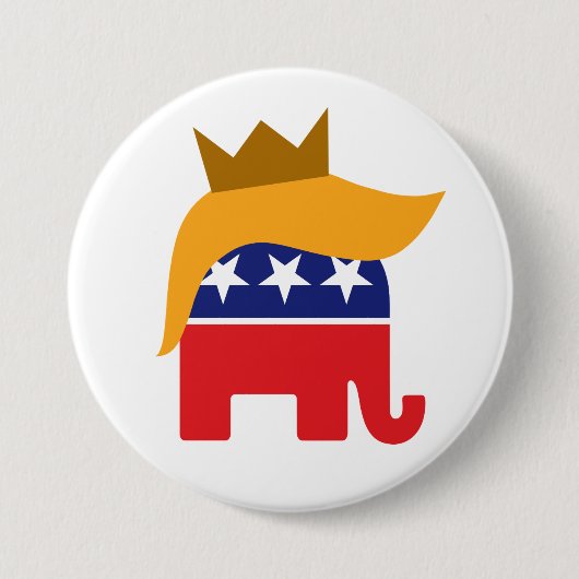 Trump Elephant-Haarlogo mit Kronen Button (Vorderseite)