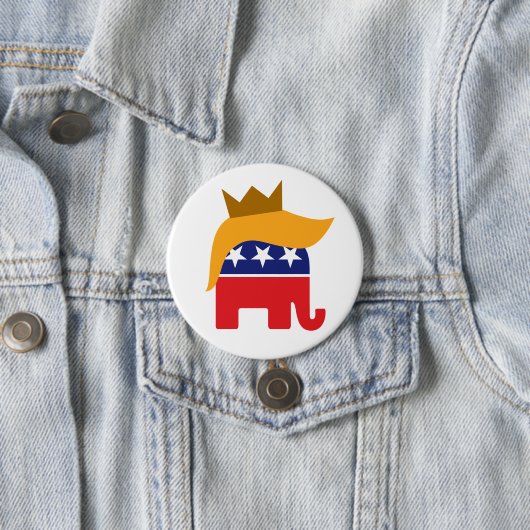 Trump Elephant-Haarlogo mit Kronen Button (Beispiel)