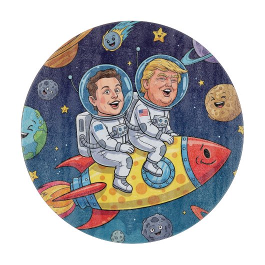 Trump & Elon Space Adventure, Cosmic Journey Schneidebrett (Vorderseite)