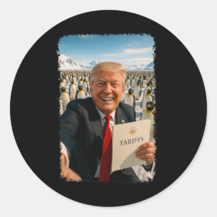 Trump erhebt Zölle auf Pinguine Ironie-Politik m Runder Aufkleber