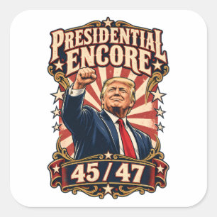 Trump erhobene Faust 45 47 Encore Aufkleberbogen Quadratischer Aufkleber
