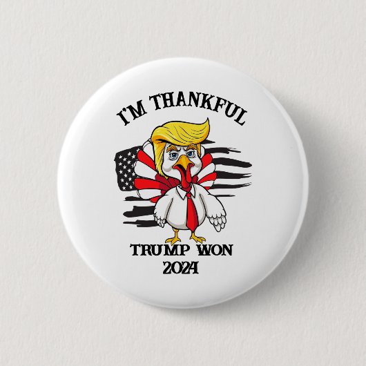 Trump Erntedank Ich bin dankbar Trump Won Button (Vorderseite)