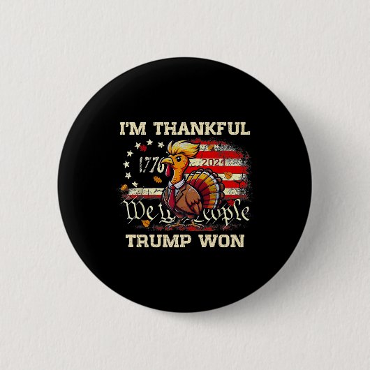 Trump-Erntedank - Ich bin Trump 2024 dankbar Button (Vorderseite)