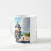 Trump fährt Motorrad über 47 Zeichen Schöne USA Kaffeetasse (Vorderseite Links)
