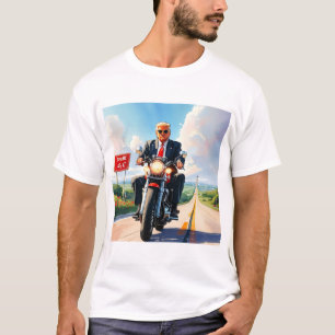 Trump fährt Motorrad über 47 Zeichen Schöne USA T-Shirt