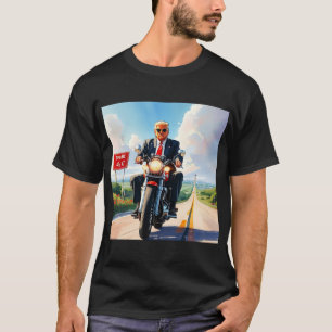 Trump fährt Motorrad über 47 Zeichen Schöne USA T-Shirt