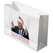 Trump. Feliz Navidad, Mexiko wird dafür bezahlen! Große Geschenktüte (Vorderseite Schrägansicht)