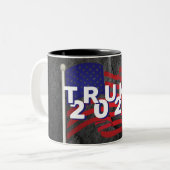Trump Flag 2028 und Bald Eagle Zweifarbige Tasse (Vorderseite Links)