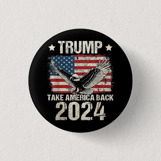Trump-Flagge von 2024 nimmt Amerika zurück - Fraue Button (Vorderseite)