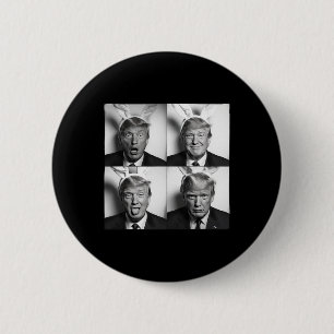 Trump Fotobox in Hasen-Oster-Ohren Lustig USA Mich Button