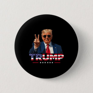 Trump - Friedenszeichen Hand USA Flagge Trump 2024 Button