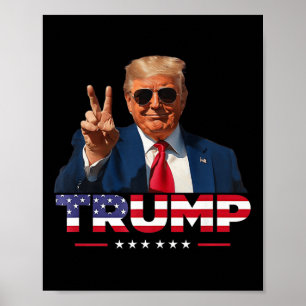 Trump - Friedenszeichen Hand USA Flagge Trump 2024 Poster